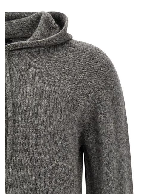 Roberto Collina Gray Cashmere Silk Hooded Sweater for men