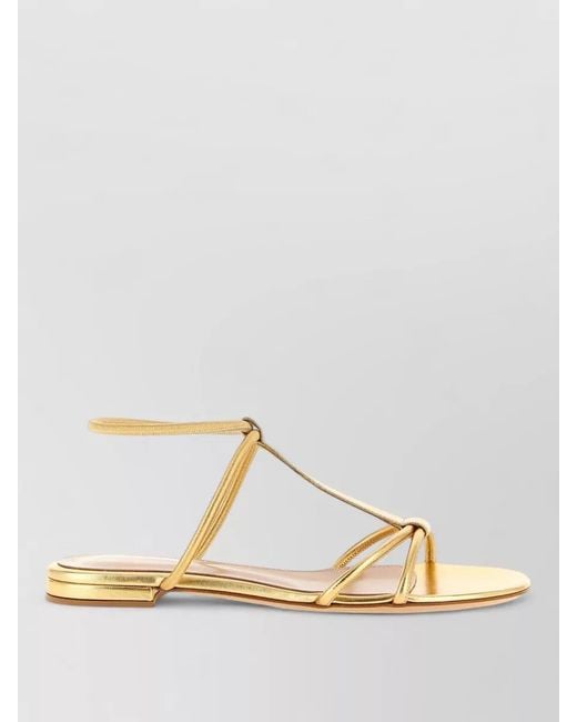 Gianvito Rossi Metallic Lilo Sandals Open Toe Flat Sole Strappy