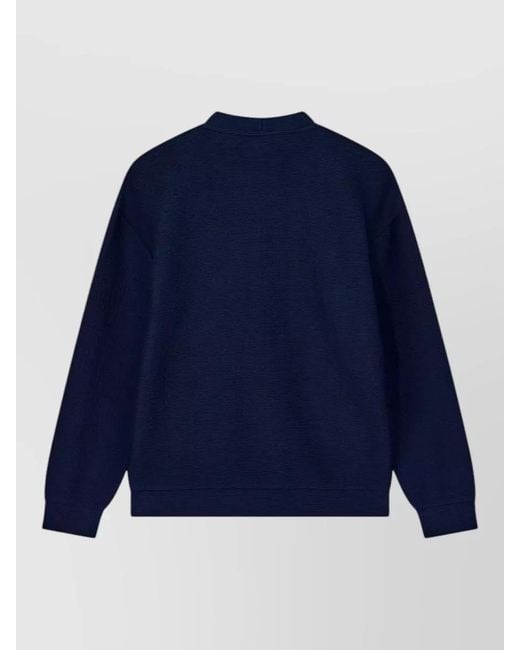 Giorgio Armani Blue Silk Blend Straight Knit Sweater Long Sleeves for men