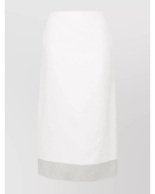 Sportmax White Silk Midi Straight Skirt
