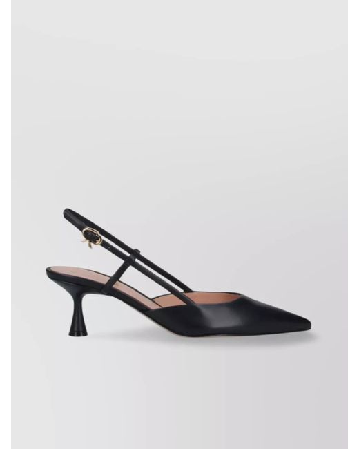 Gianvito Rossi Metallic Pointed Toe Kitten Heel Pumps With Buckle