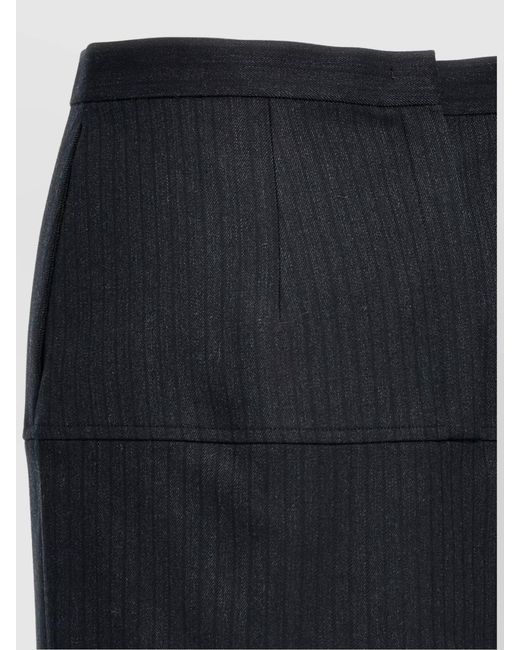 Fendi Blue Pinstriped Wool Pencil Skirt