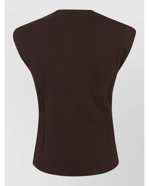 P.A.R.O.S.H. Black Knitted Sleeveless Ribbed Crew Neck Top