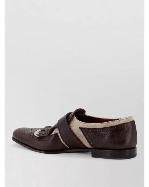 Church's Brown Monk Strap Shoes Buckle Fringe Perforated Design for men