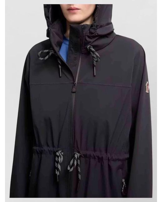 Moncler Blue Jacket Drawstring Waist Elastic Cuffs High Collar