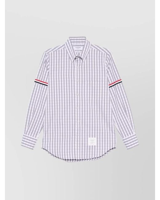 Thom Browne Purple Gingham Check Cotton Straight-Fit Long-Sleeve Shirt for men