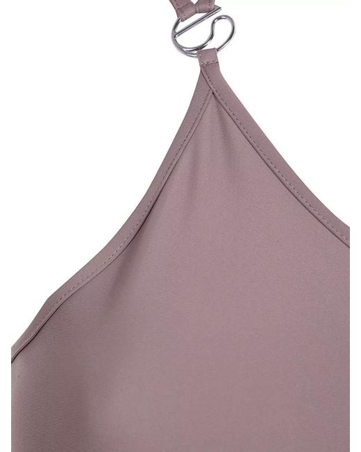 Coperni Purple One Shoulder Swimsuit Asymmetric Neckline Ring Detail