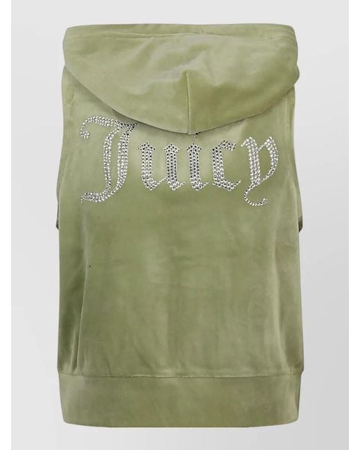 Juicy Couture Green Gilly Logo Hooded Velour Vest