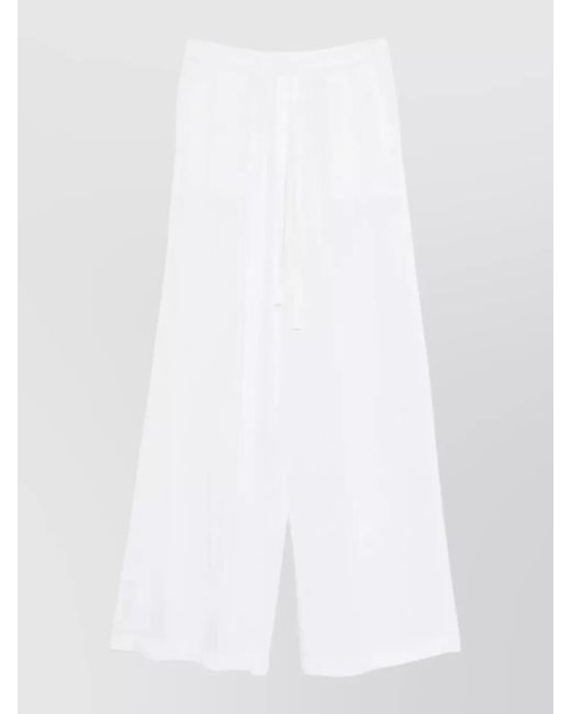 P.A.R.O.S.H. White Lightweight Wide Leg Lounge Trousers