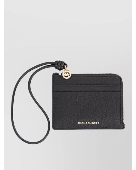 Michael Kors Black Textured Purse Wrist Strap Cardholder Set