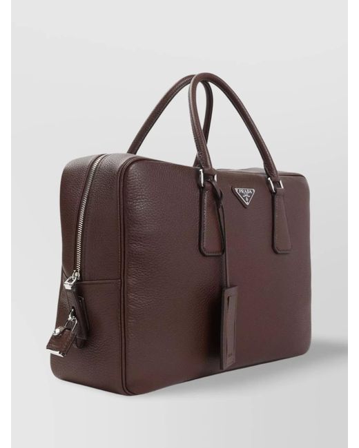 Prada Brown Leather Tote Bag for men