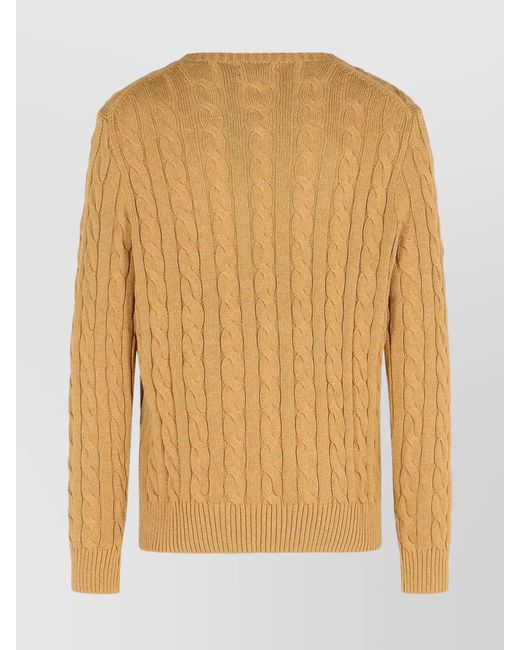 Polo Ralph Lauren Yellow Cable-Knit Cotton Crew-Neck Sweater for men