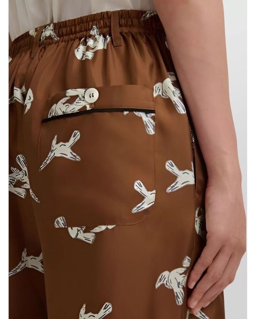 Marni Brown Silk Wide-Leg Trousers