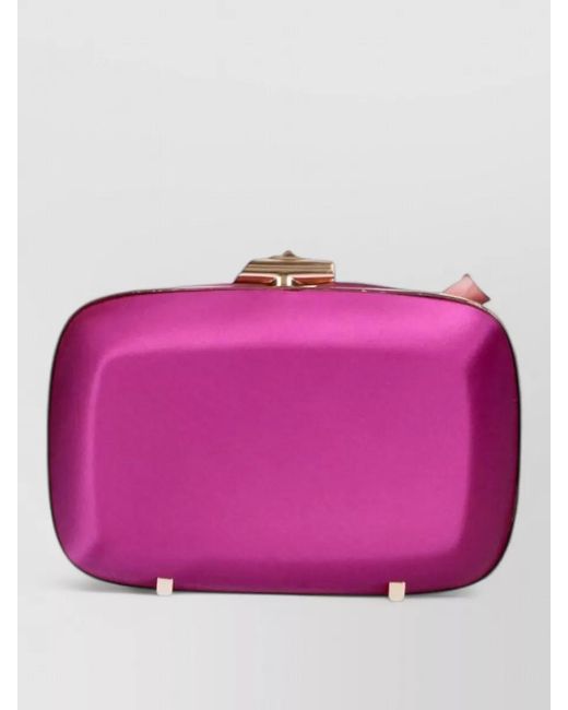 Roger Vivier Pink Shoulder Clutch Bag Chain Strap Satin
