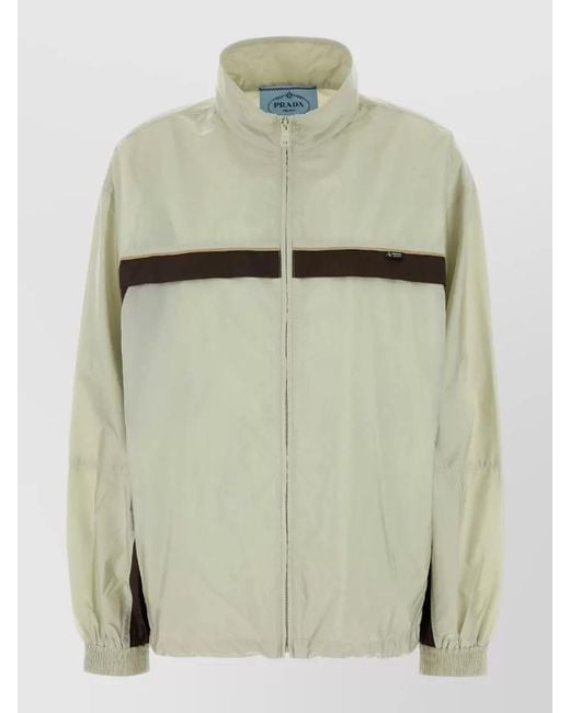 Prada Green Renylon Windbreaker High Collar Elastic Cuffs