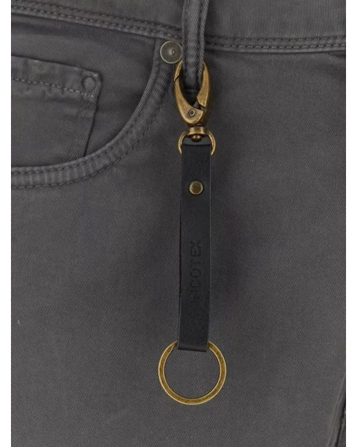 Incotex Gray Stretch Cotton Tapered Leg Pants Belt Loops for men