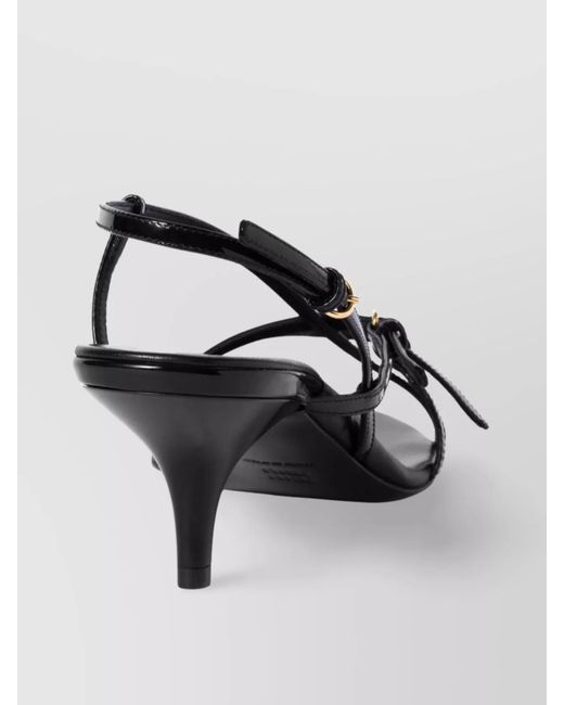 Miu Miu Metallic Patent Leather Sandals With Buckles