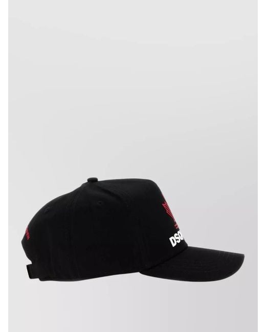 DSquared² Black Gabardine Baseball Cap Curved Brim Lightweight for men