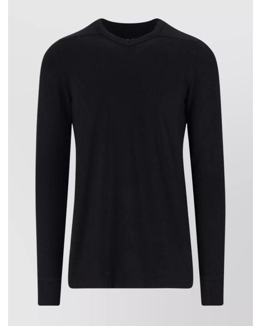 Rick Owens Black Long Sleeve V-Neck Crewneck Sweater for men