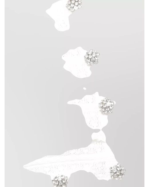 Self-Portrait White Cropped Textured Cardigan Bows Jewel Pockets
