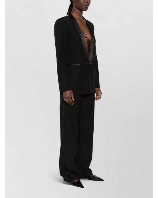 Forte_forte Black Wool Blend Tuxedo Jacket Dotted Pattern