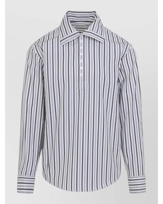 Dries Van Noten Blue Cedon Long Sleeve Striped Polo Shirt for men
