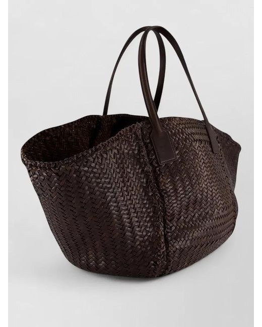 Dragon Diffusion Brown Woven Tote Bag Dual Top Handles
