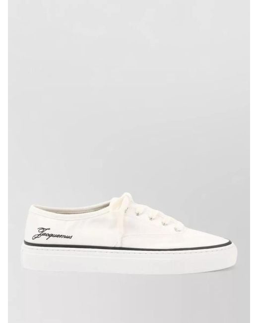 Jacquemus White Low Top Sneakers Round Toe Rubber Sole for men
