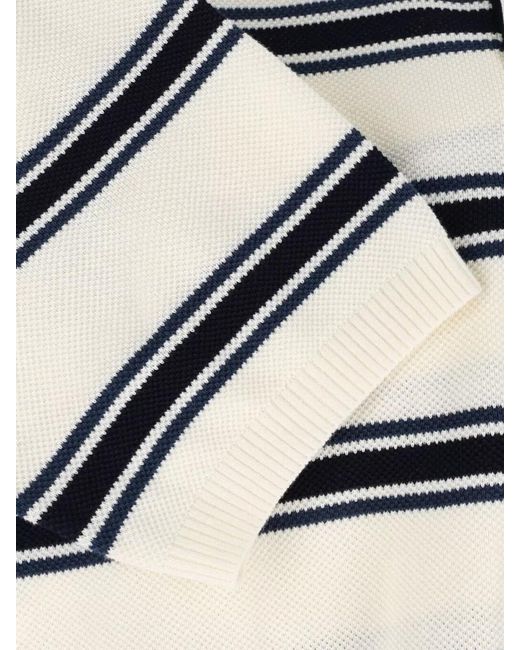 DUNST Blue Polo Knit Top Short Sleeves Stripes