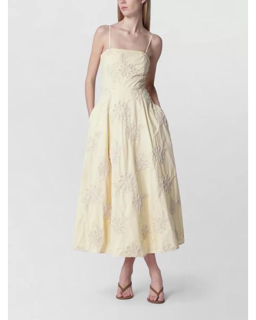 ROTATE BIRGER CHRISTENSEN Natural A Line Dress Ankle Length Spaghetti Straps