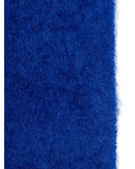 Jil Sander Blue Wool Scarf Fringed Edges Soft Texture