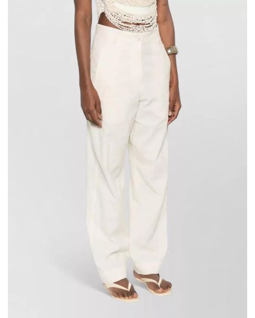 Dries Van Noten White Pincks Straight Leg Cotton Poplin Trousers