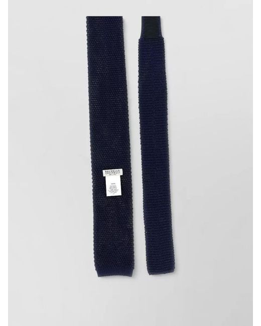 Brunello Cucinelli Blue Silk Knit Tie Straight Square Tip for men