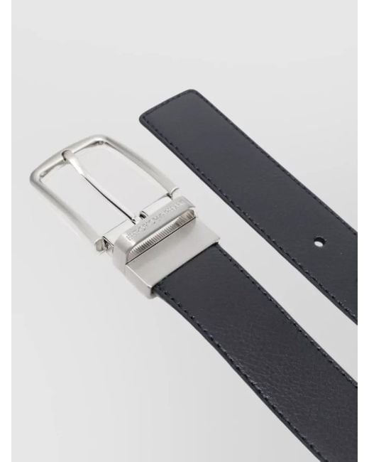 Emporio Armani Black Leather Belt Adjustable Size Smooth Finish for men