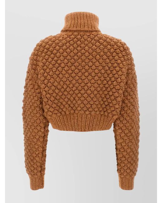 Dolce & Gabbana Brown Alpaca-Blend Ribbed Turtleneck Jumper