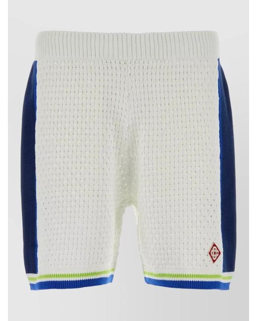 Casablanca Blue Crochet Bermuda Shorts Contrast Panels Ribbed Hem for men