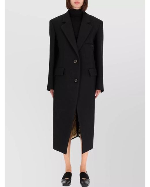 Uma Wang Black Cotton Linen Single Breasted Coat