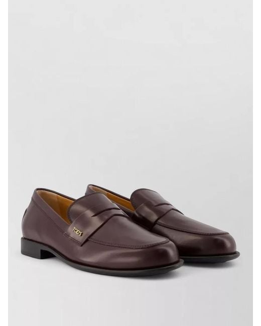 Tod's Brown Gomma Leather Loafers Rubber Sole