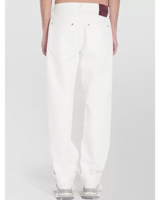 Gucci White Straight Leg Denim Trousers Five Pocket Design for men