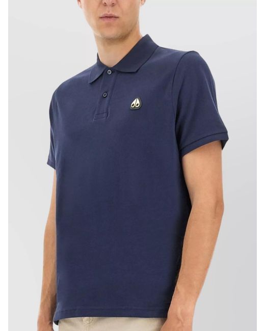 Moose Knuckles Blue Cotton Regular-Fit Polo Shirt for men