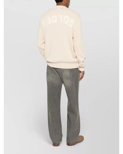 Golden Goose Deluxe Brand Natural Organic Cotton Logo-Intarsia Regular-Fit Crew-Neck Jumper for men