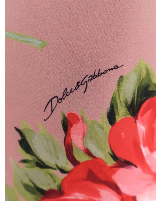 Dolce & Gabbana Pink Silk Floral Print Side Slit Maxi Skirt