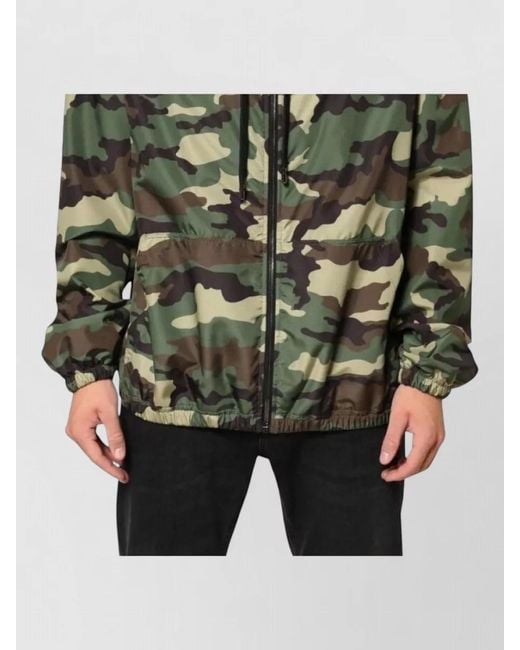 Dolce & Gabbana Green Camouflage Hooded Sweatshirt Jacket Elastic Cuffs for men