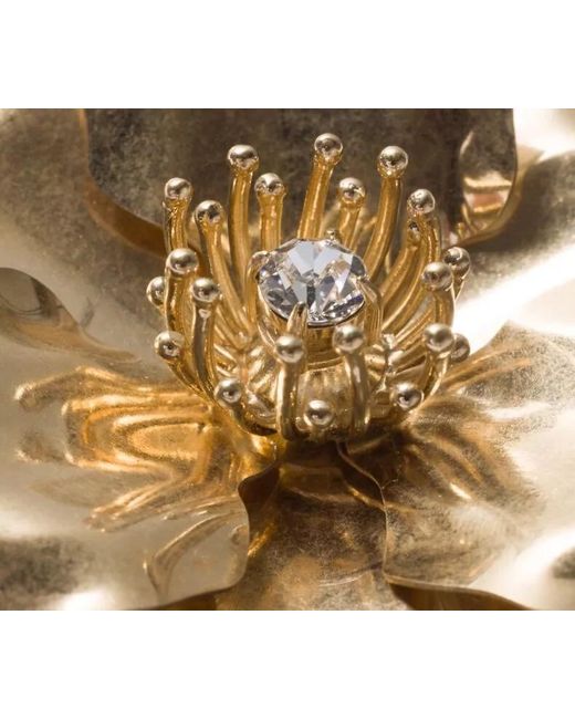 Miu Miu Metallic Metal Floral Brooch