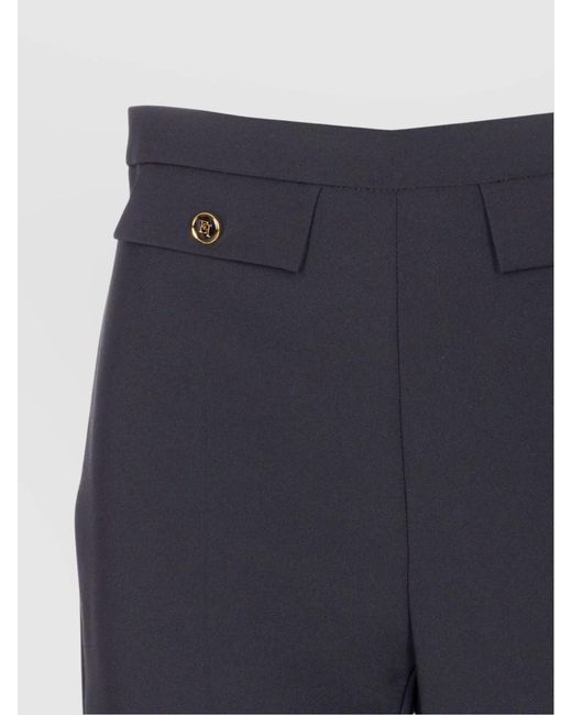 Elisabetta Franchi Blue Straight-Leg Tailored Trousers