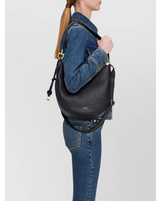 Ferragamo Black Medium Leather Hobo Bag