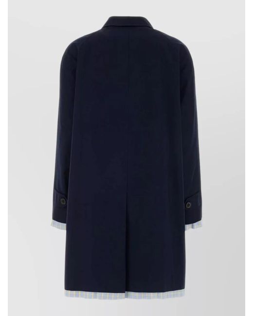 Miu Miu Blue Poplin Trench Coat Contrast Trim Design
