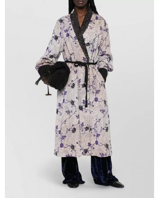 Forte_forte Gray Cherry Blossom Long Robe Shawl Lapels