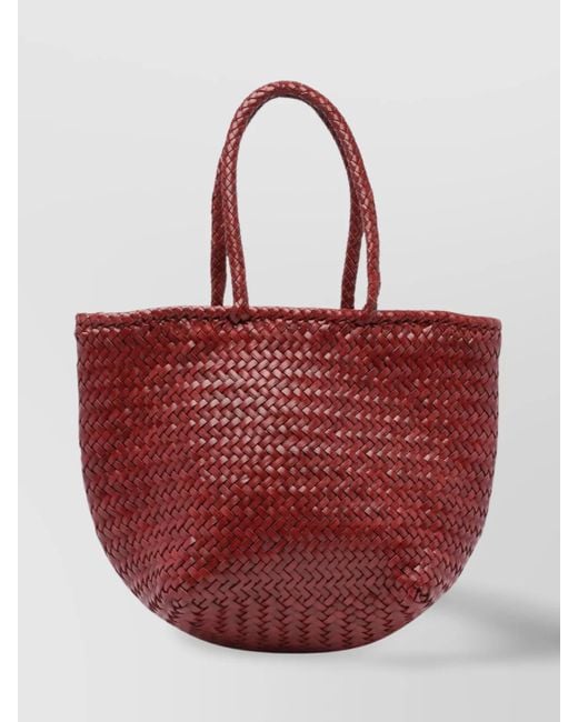 Dragon Diffusion Red Woven Texture Tote Bag With 2 Handles