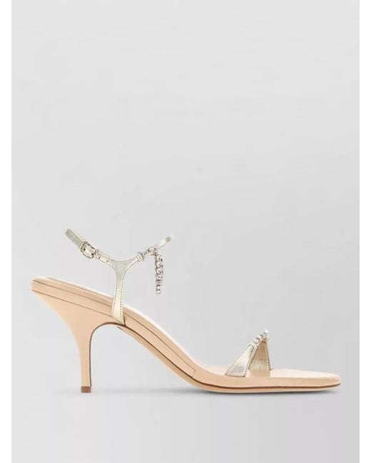 Chloé Natural Zia Leather Sandals Embellished Straps Kitten Heel